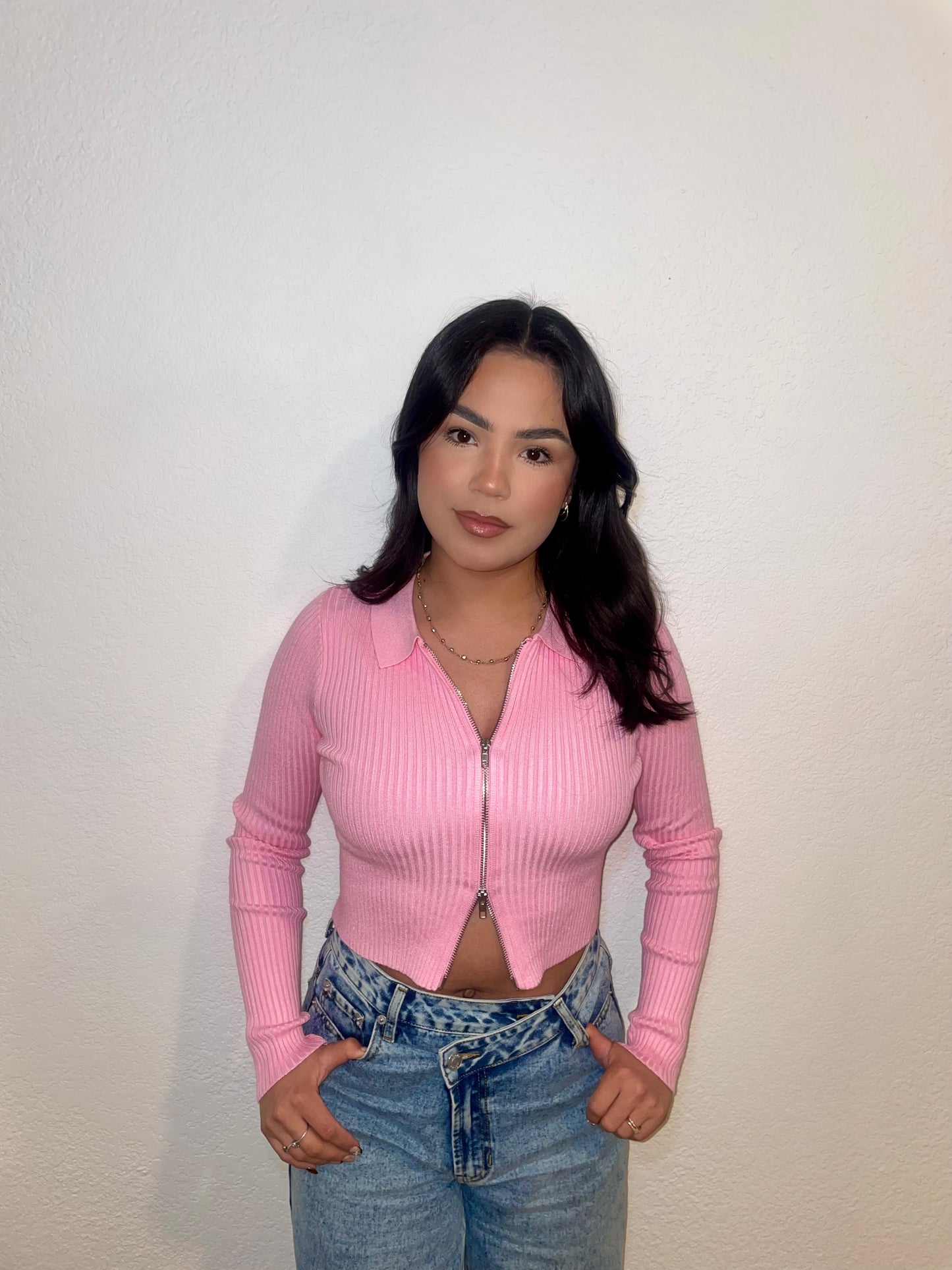 Ary Ribbed Double Zip Top