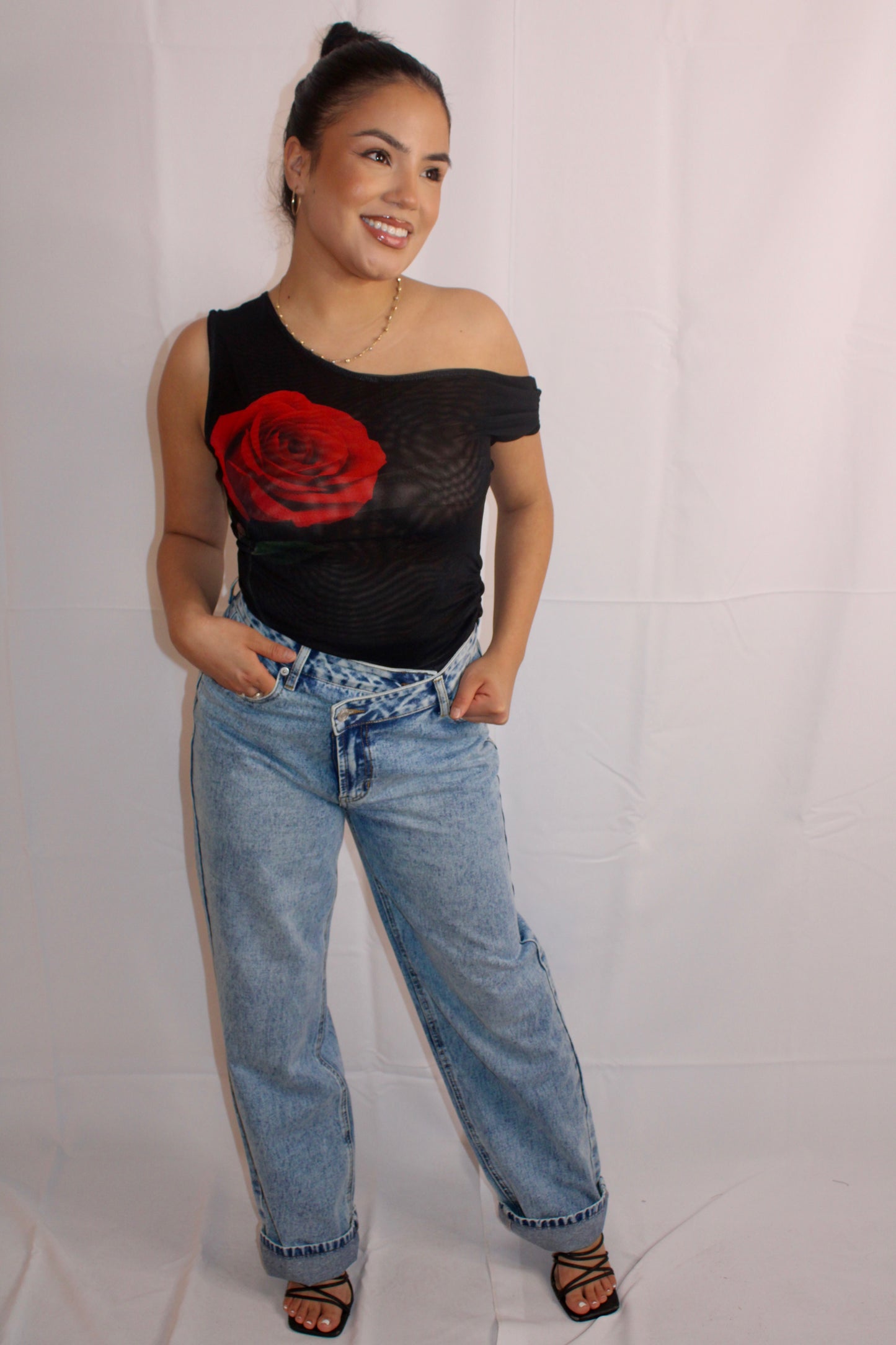 Luna Mid Rise Denim Straight Leg Jeans