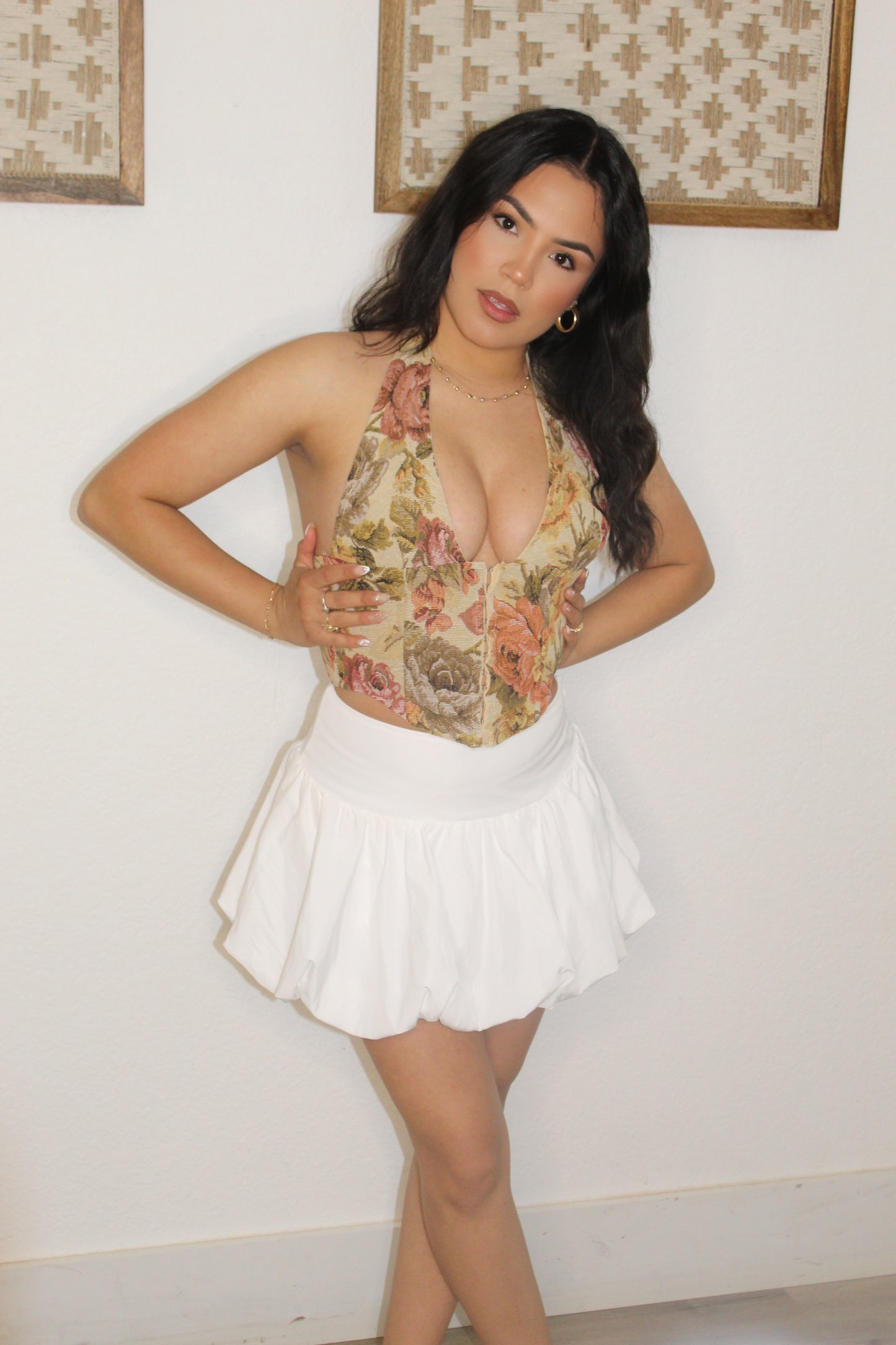 Alexa Floral Halter Corset Top