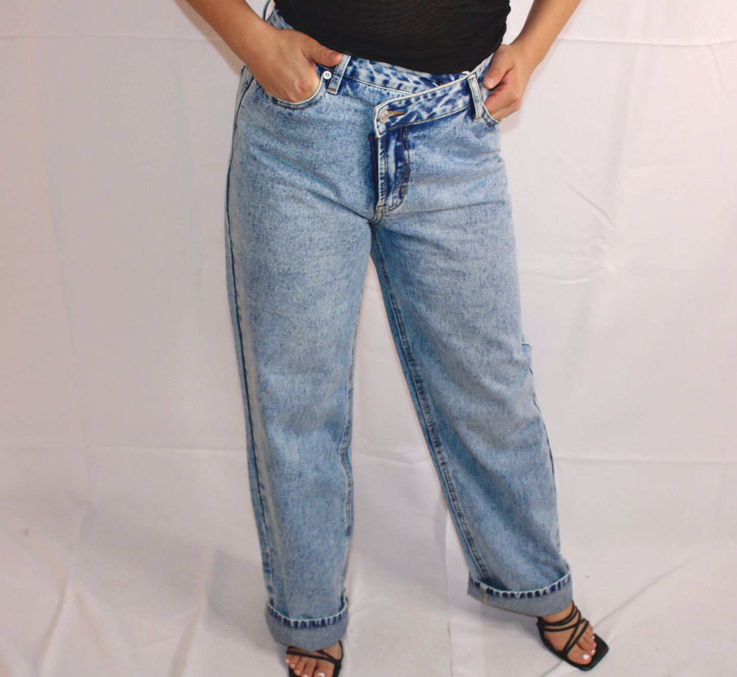 Luna Mid Rise Denim Straight Leg Jeans