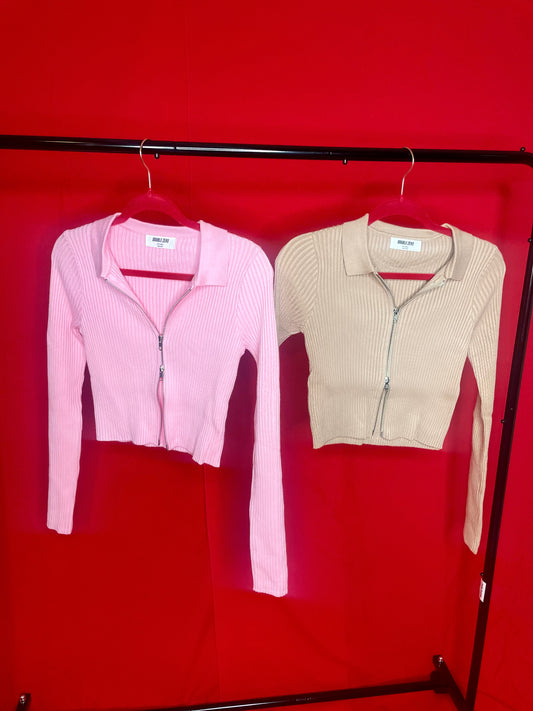Ary Ribbed Double Zip Top