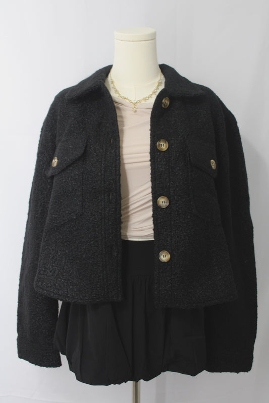 Fran Faux Sherpa Cropped Jacket