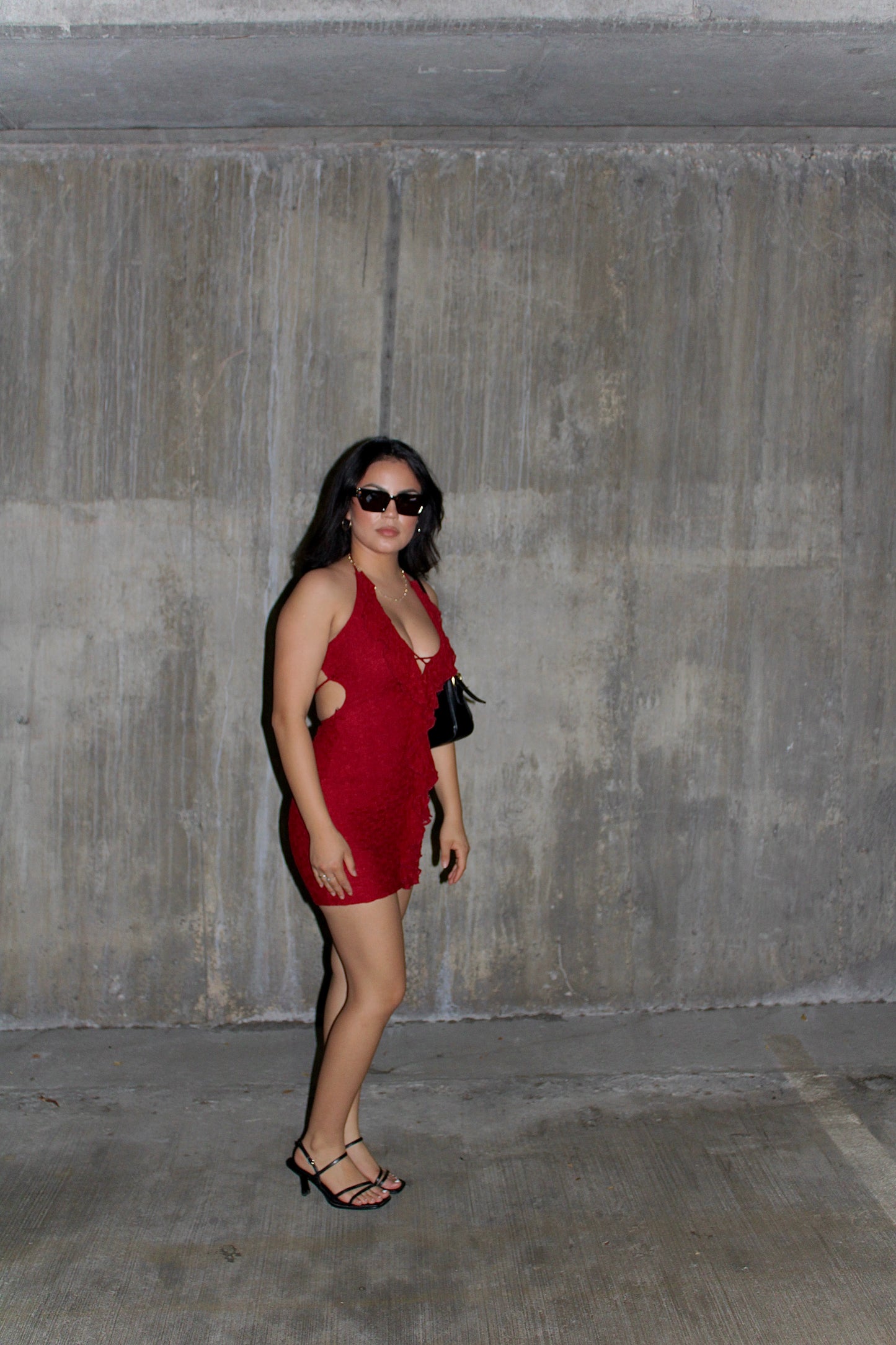 Cherry wine Open Back Dress