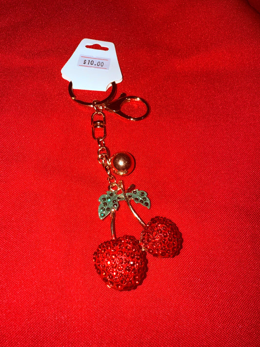 Glittery Cherry Keychain