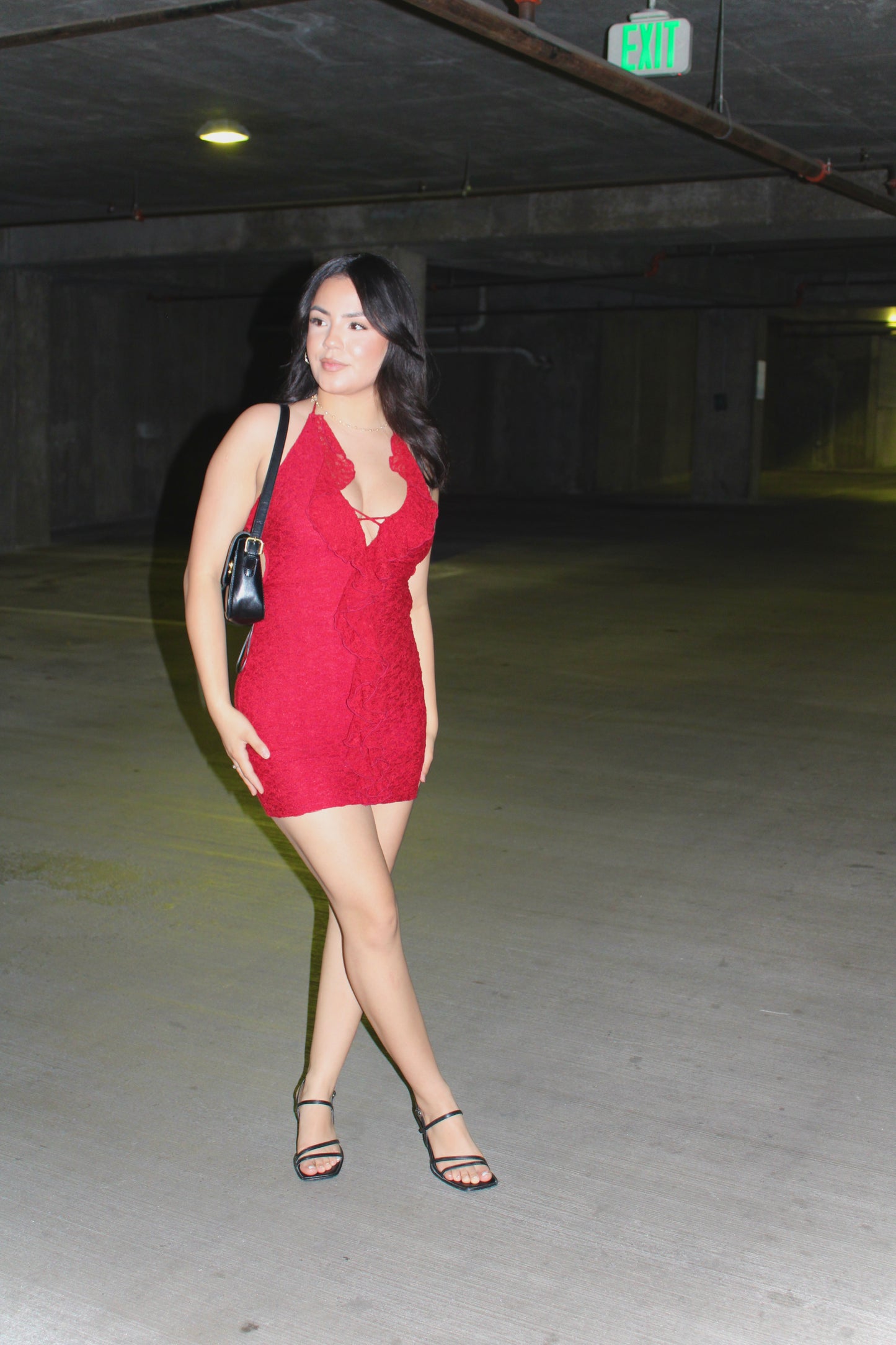 Cherry wine Open Back Dress
